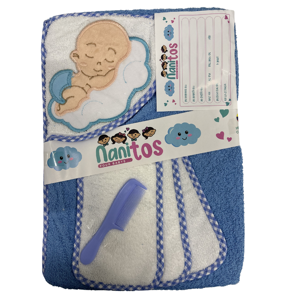 ACC Toalla DN Doble Secado x5 Piezas 76x76cm Bebe Azul