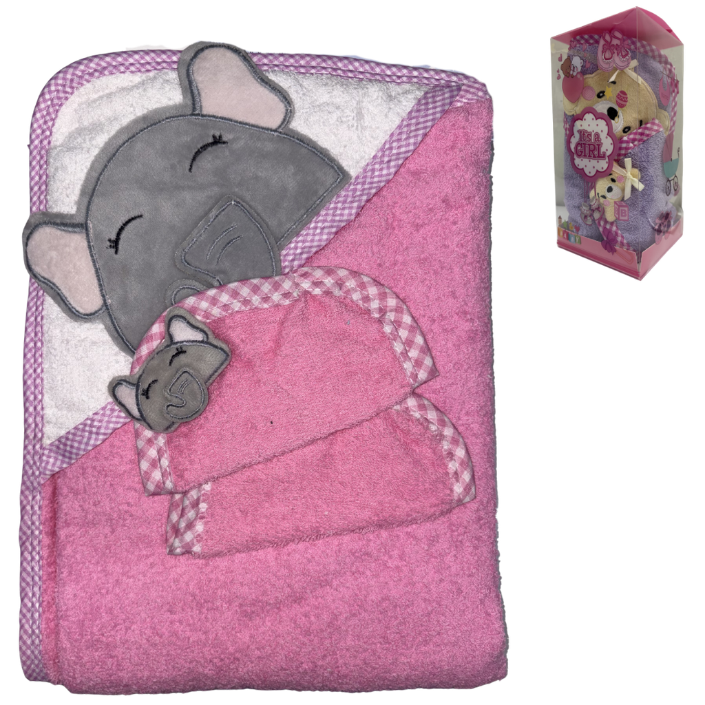 ACC Toalla DN VICTORIA x3 Piezas 76x76cm Elefante Rosado