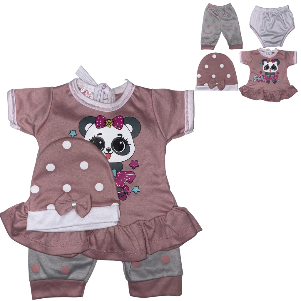 [5026] R-ecu Conjunto Malla x4 Panda Bailarina Colores Surtidos Talla: Unica Niña