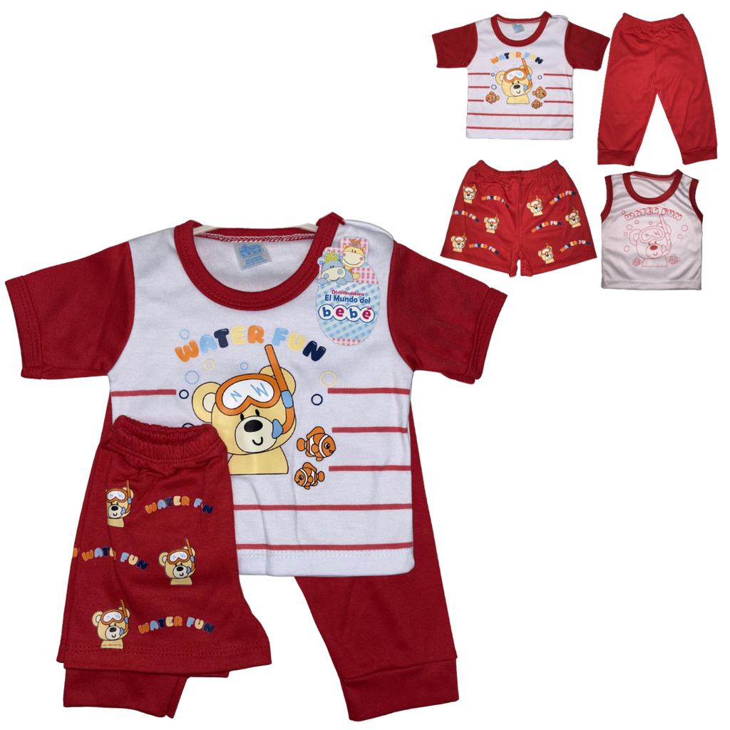 R-ecu Conjunto Malla x4 Oso Acuatico Colores Surtidos Talla: Unica Niño