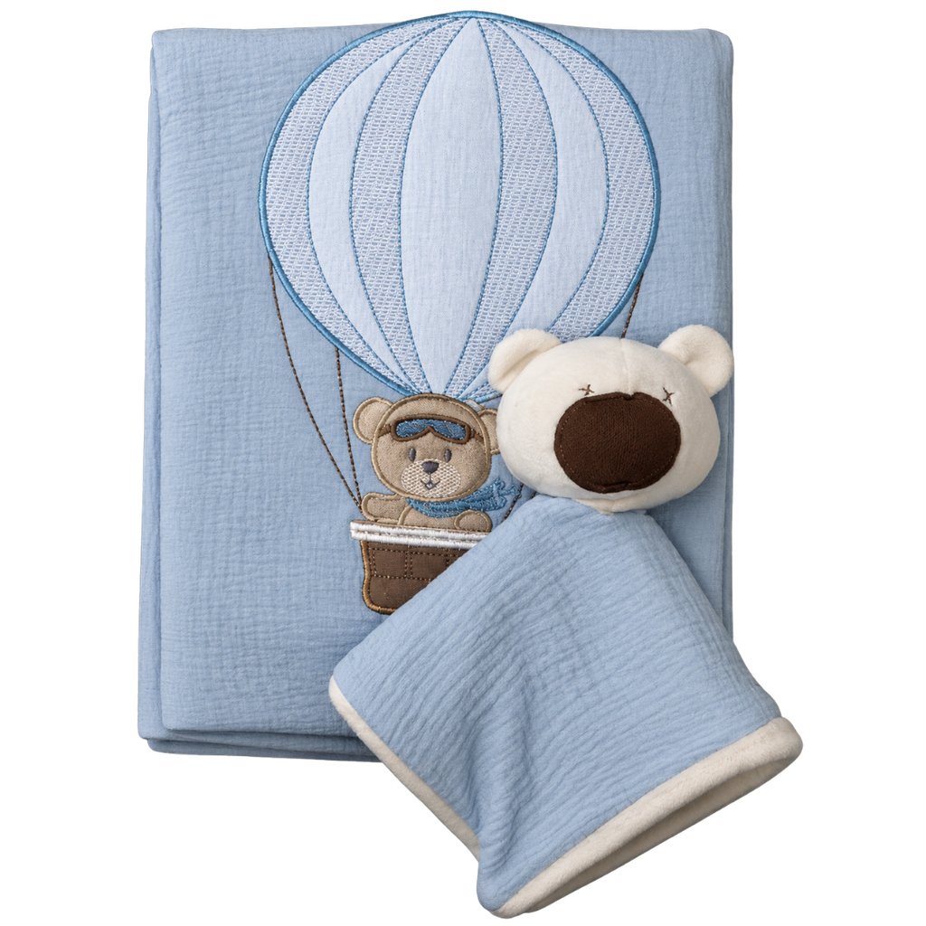 [5285] R07 Cobija + Muñeco de Apego Oso Azul