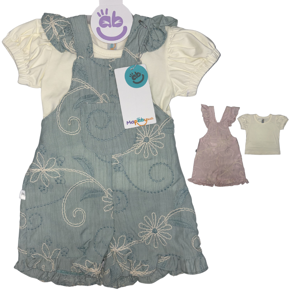 R8049 Braga Tela Bordado (Línea Premium) Niña Verde Talla: 12-18