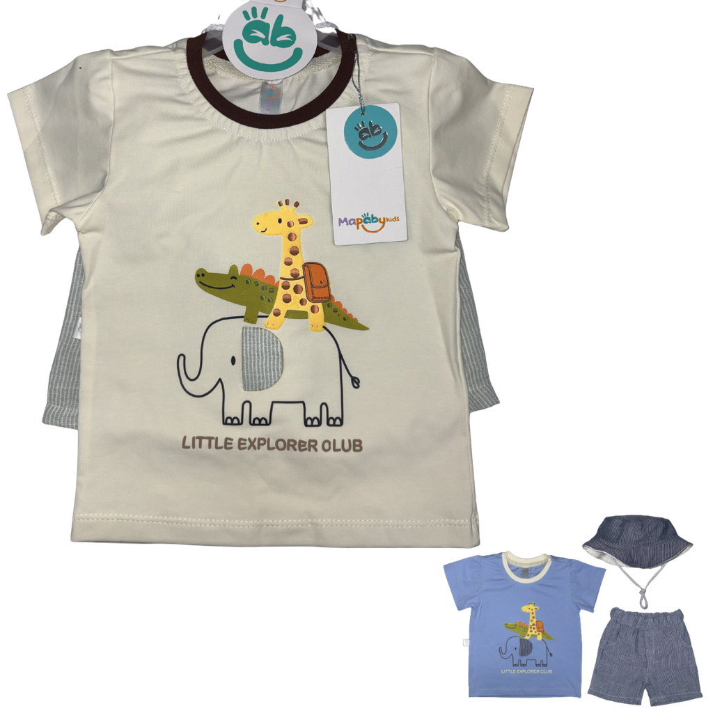 R8043 Conjunto Animales Sombrero (Línea Premium) Niño Beige Talla: 18-24
