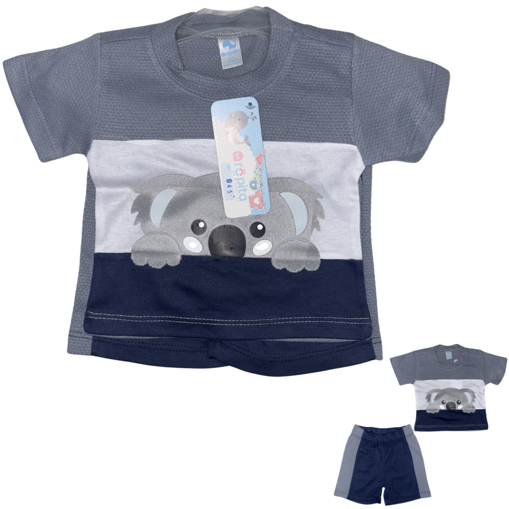R045 Conjunto x2 Piezas Koala Gris Niño Talla: 6-12