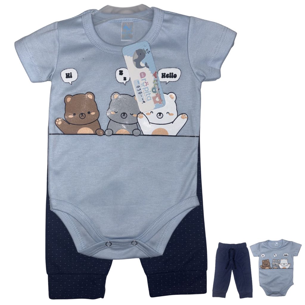 [5332] R030 Conjunto x2 Piezas Osos Azul Niña Talla: 6-12