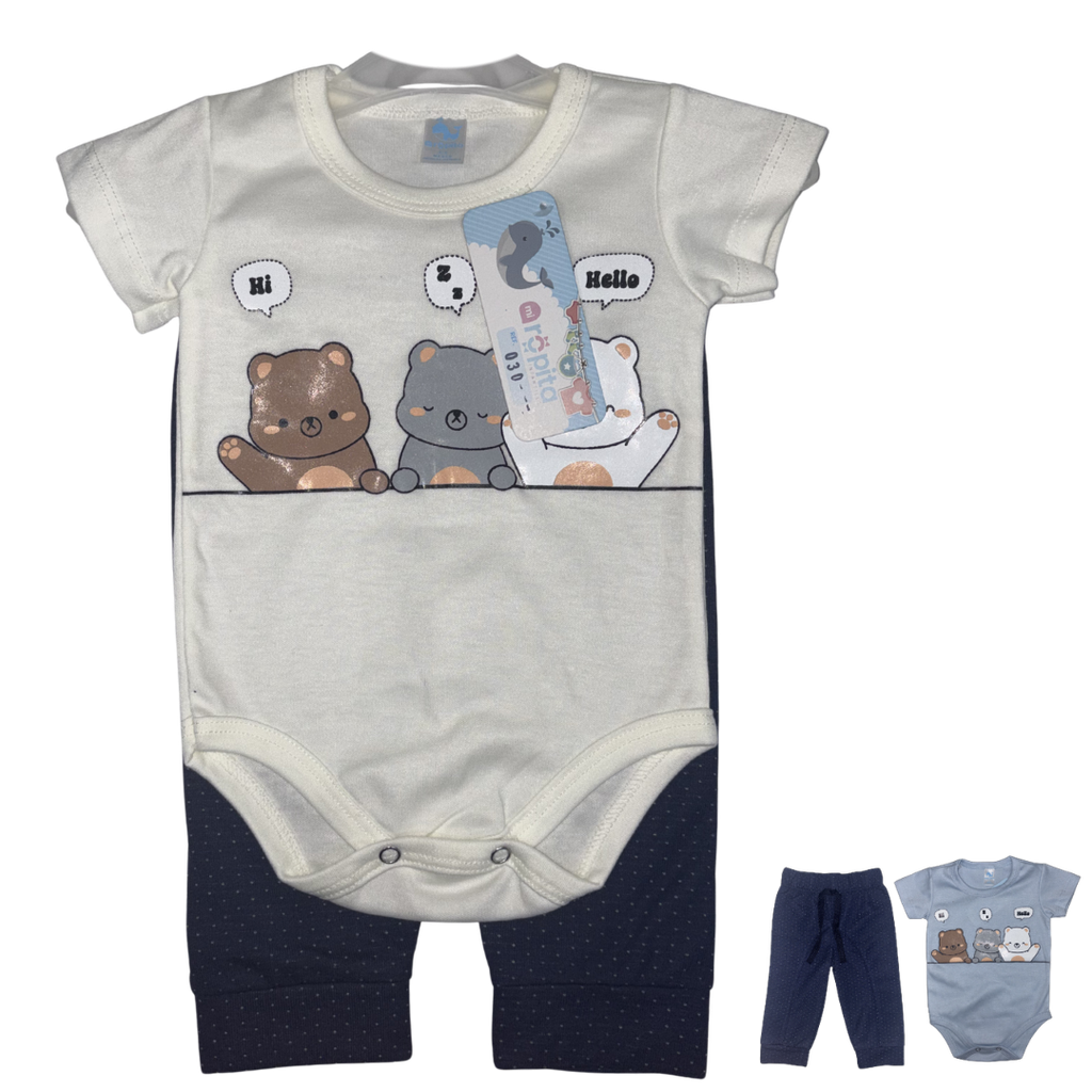 [5335] R030 Conjunto x2 Piezas Osos Beige Niña Talla: 12-18