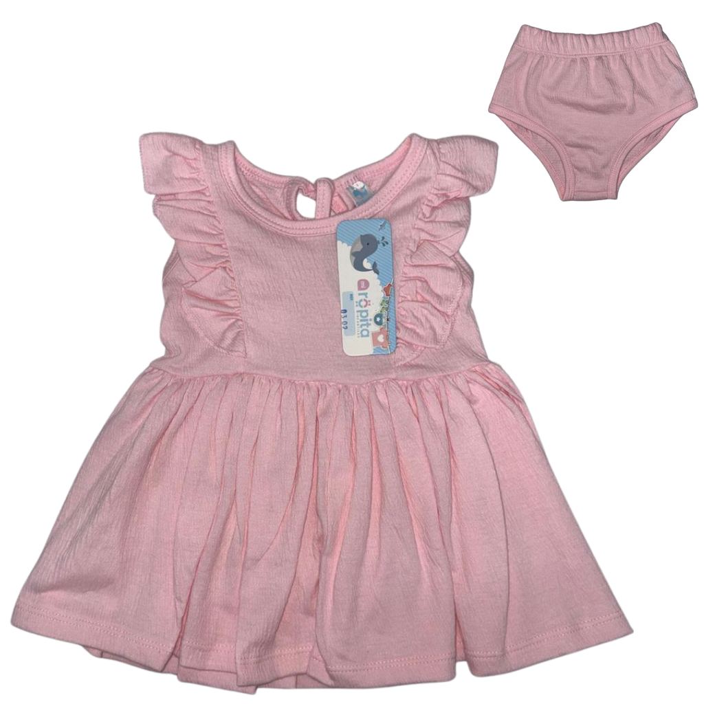 R0302 Conjunto x2 Piezas Vestido Niña Colores Surtidos Talla: 6-12