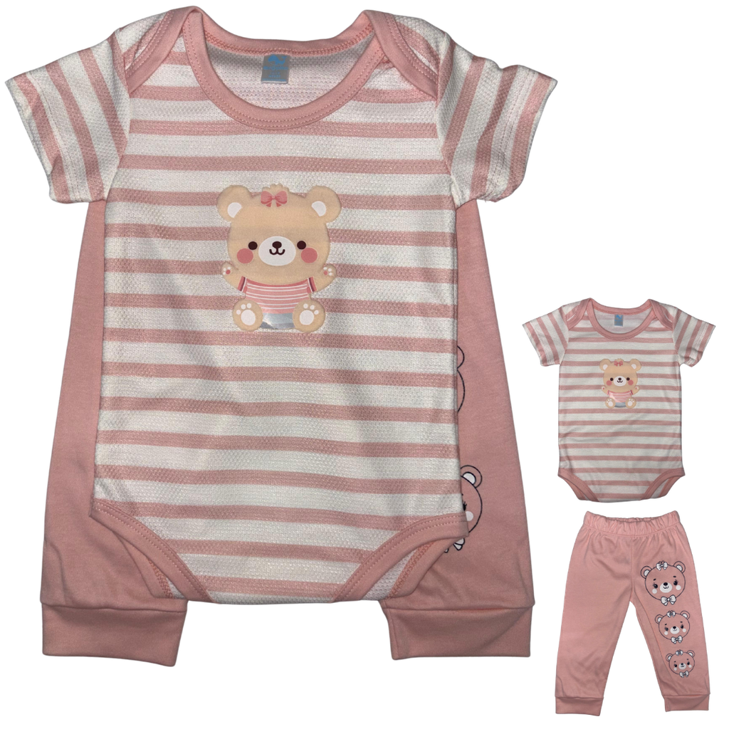 R009 Conjunto x2 Piezas Mameluco Niña Colores Surtidos Talla: 12-18