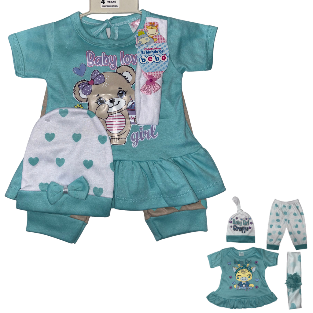 [5500] R-ecu Conjunto Malla x4 Osita Girl Colores Surtidos Talla: Unica Niña