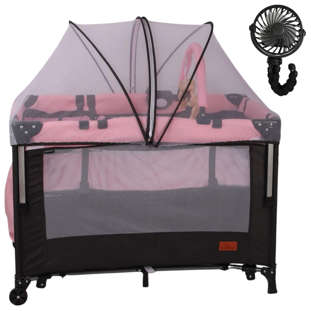 [5595] ACC Corral Colecho Mecedora Ventilador BRISA9 Rosado 101*73*70cm