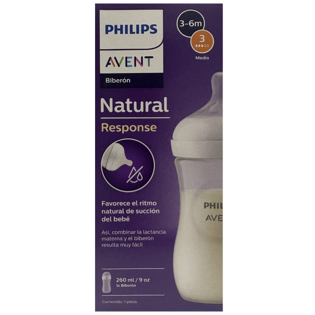 ACC Tetero Avent Natural SCY903-01 9onz 3m+ Transparente Flujo #3