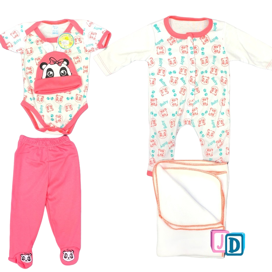 R-ecu Conjunto 5 Piezas Oso Panda Colores Surtidos Talla:Única Niña