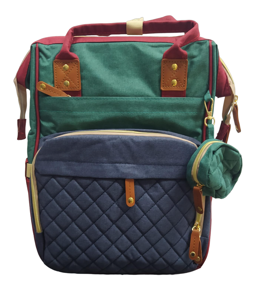 ACC Pañalera con puerto USB y monedero HS2025 VERDE-AZUL