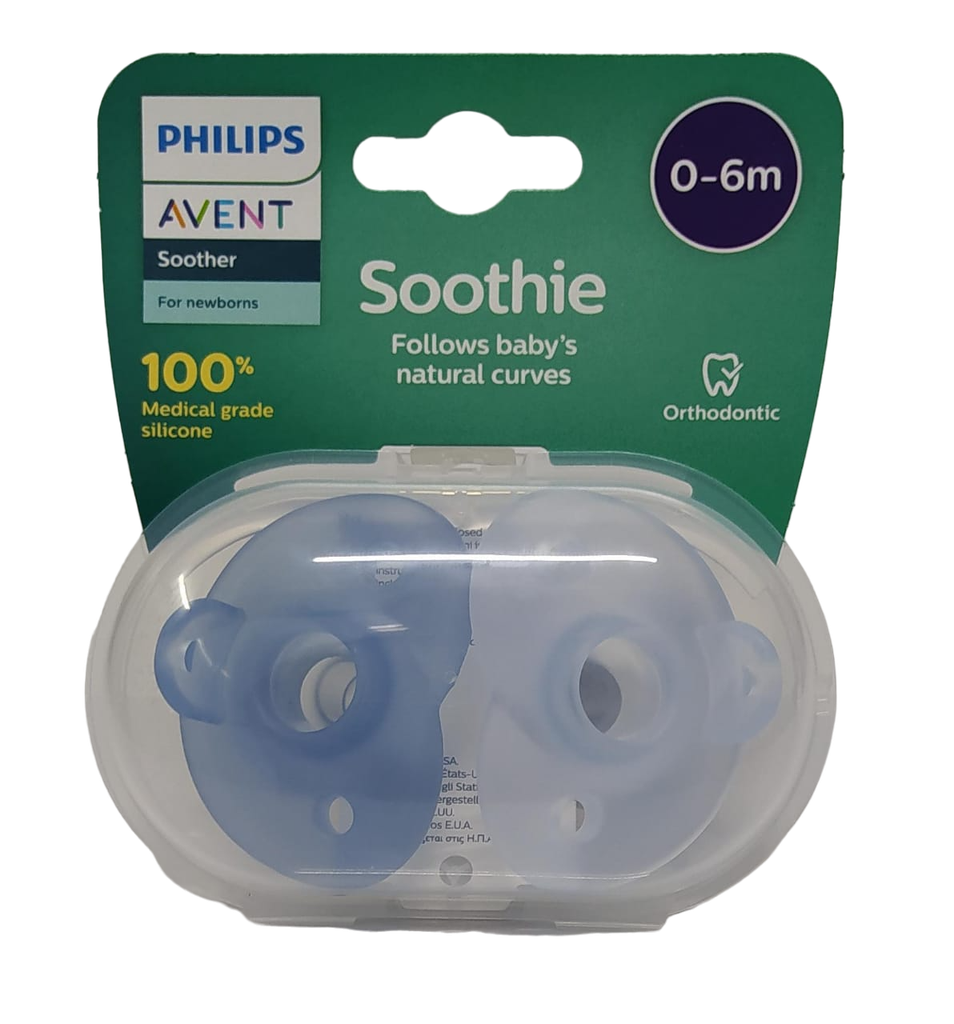 ACC Chupo Entretenedor AVENT Soothie Mamila x2 Unidades 0-6m Niño Azules