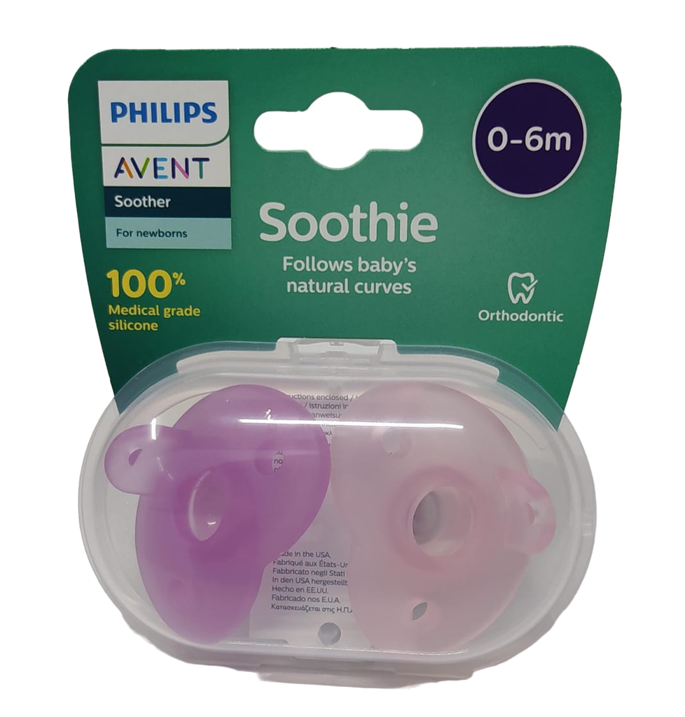 ACC Chupo Entretenedor AVENT Soothie Mamila x2 Unidades 0-6m Niña Rosados