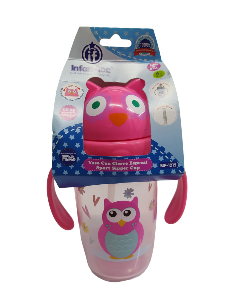 ACC Vaso Pitillo 12onz BIP1215 Buho Rosado