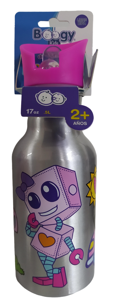 ACC Botella De Agua En Aluminio 17onz 04B33539 Robot Rosado