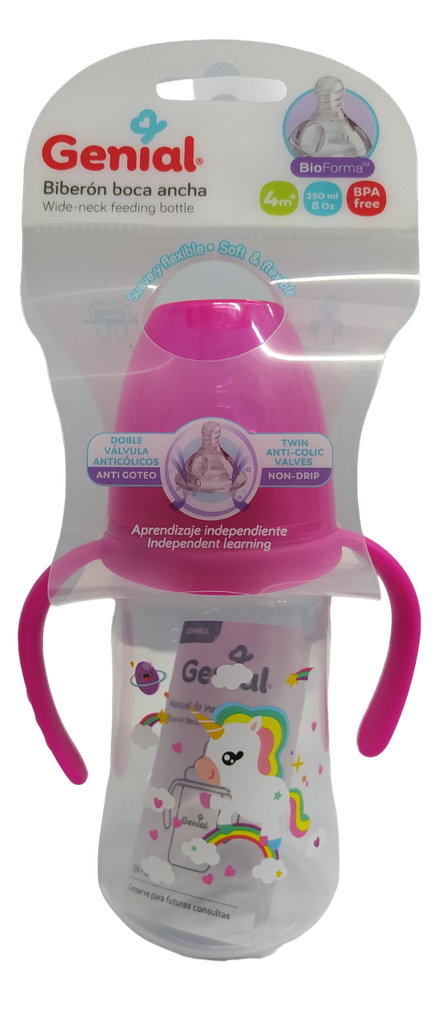 [2437] ACC Tetero 8onz GNFB8204H Fucsia Unicornio