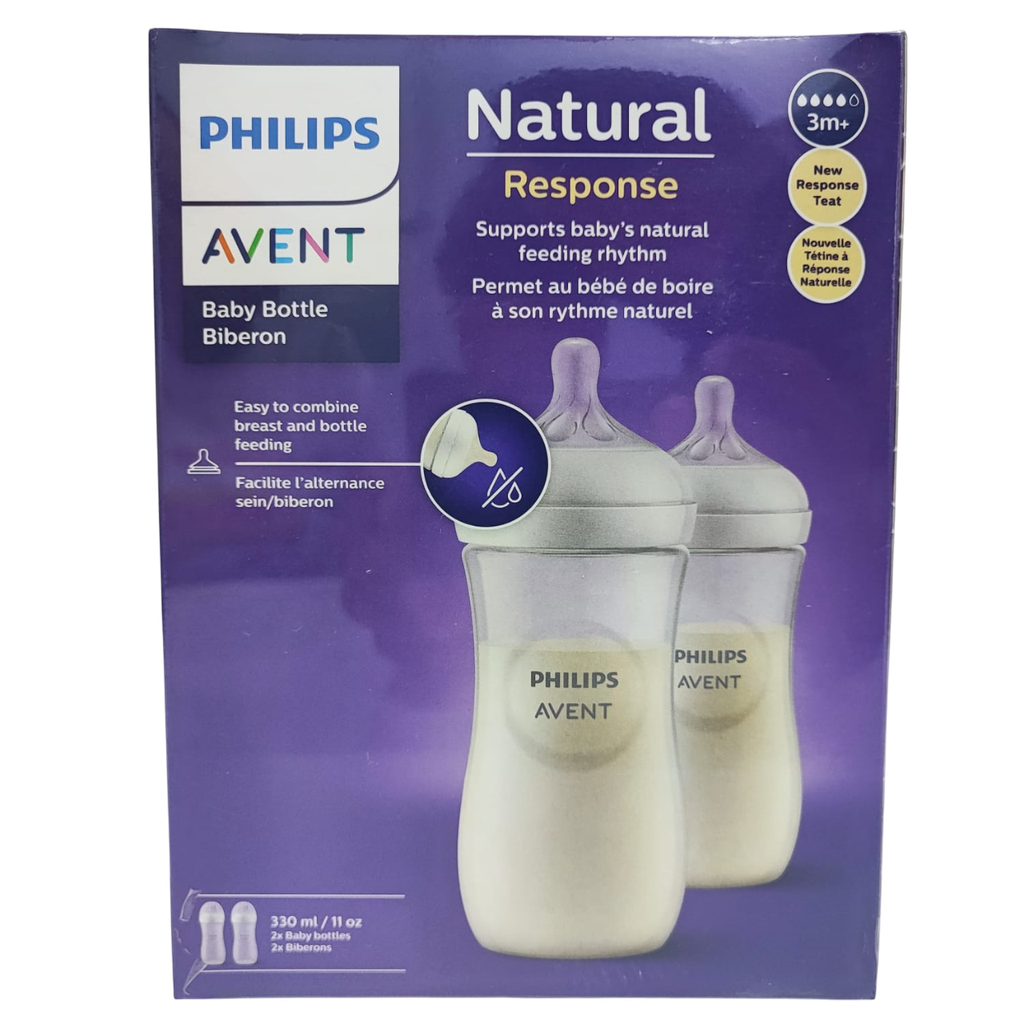 ACC Tetero Avent Natural 11onz 3m+ x2 Unidades Transparente