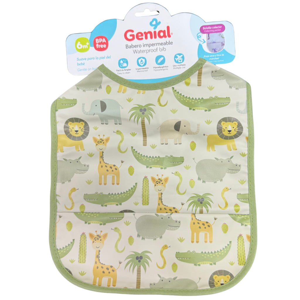 [3429] ACC Babero Impermeable GNBB3023 Verde-Animales 6+