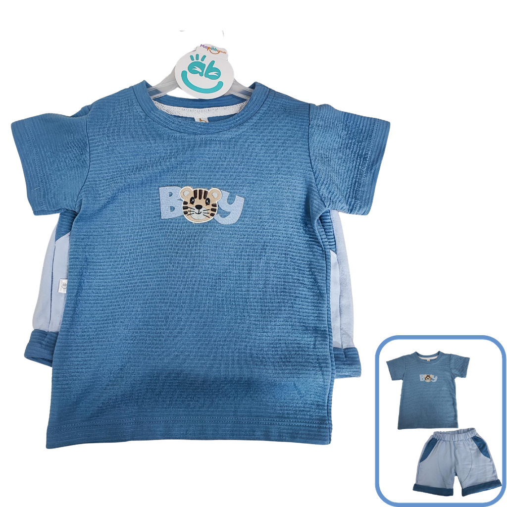 R7075 Conjunto Bermuda Boy (Línea Premium) Azul Talla:9-12