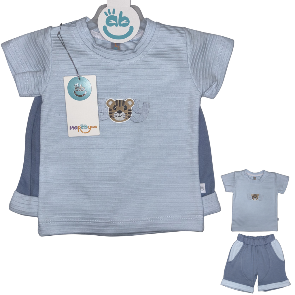 R7075 Conjunto Bermuda Boy (Línea Premium) Azul Talla:9-12