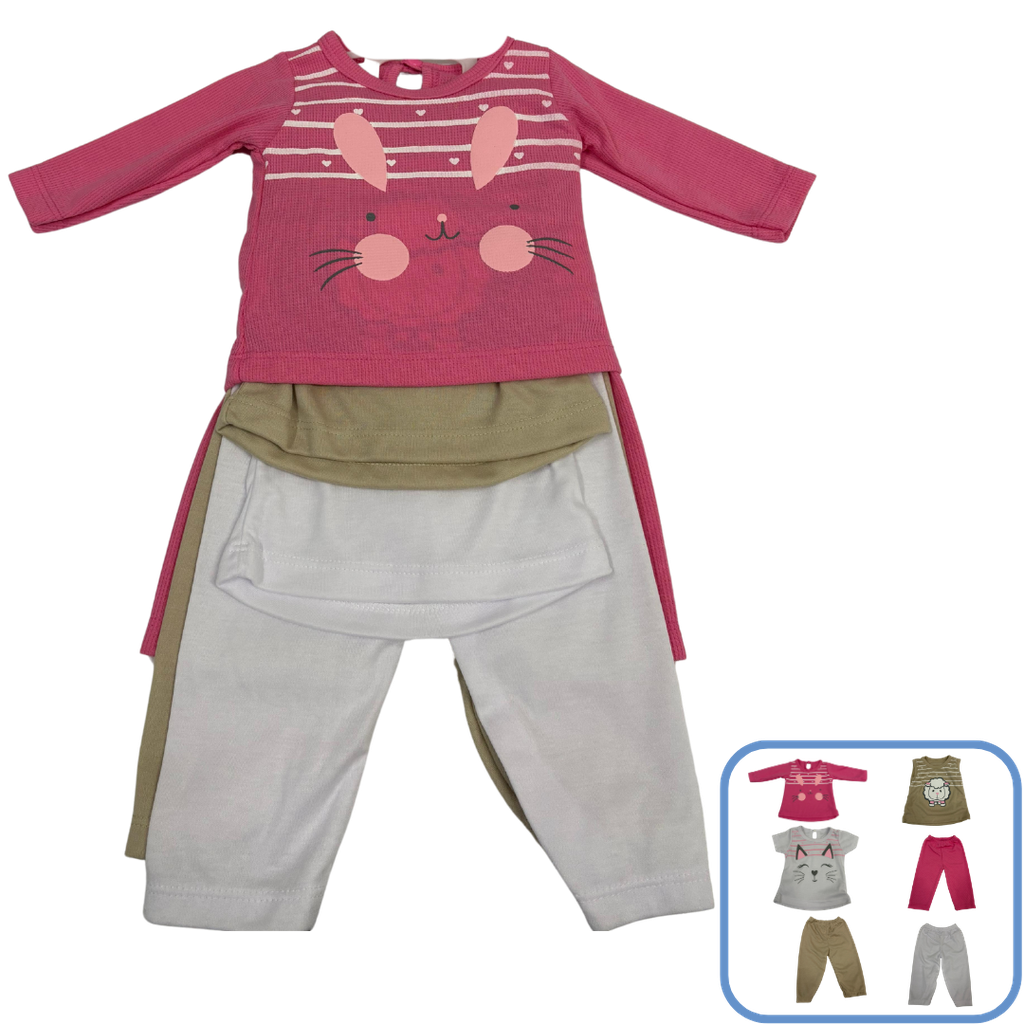 R0075 Trio Multiusos x6 Piezas Fucsia-Blanco-Beige Talla:Unica