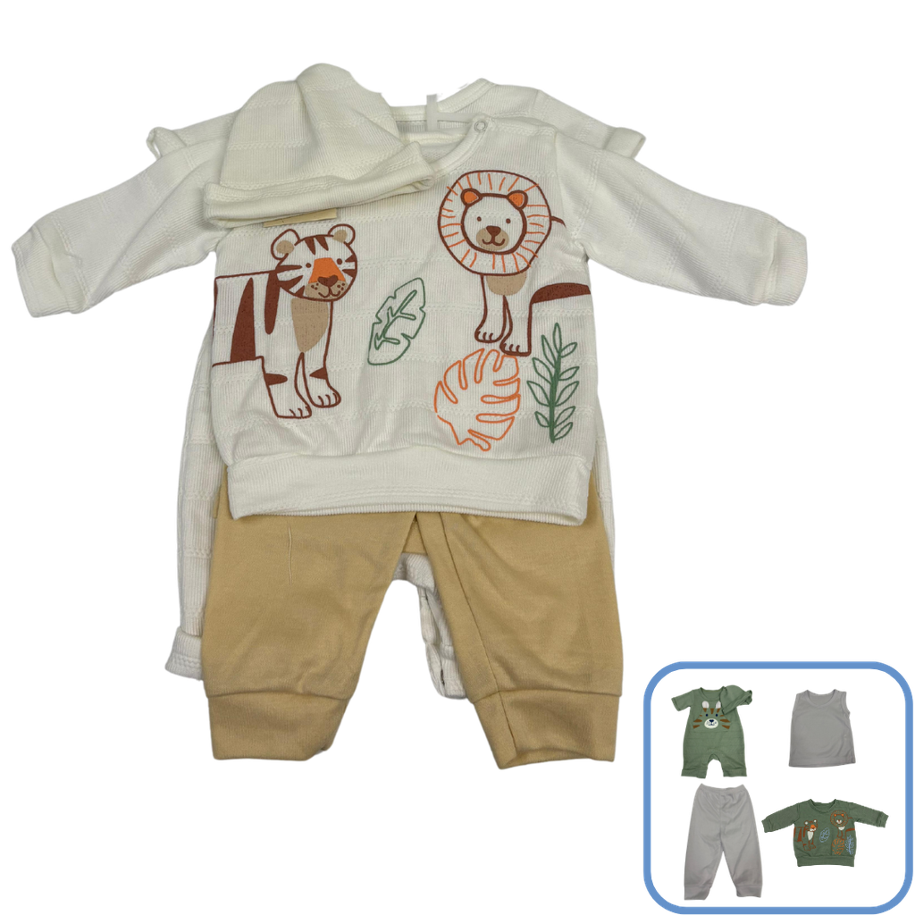 R12154 Primer Dia Tigre x5 Piezas Beige Talla:Unica