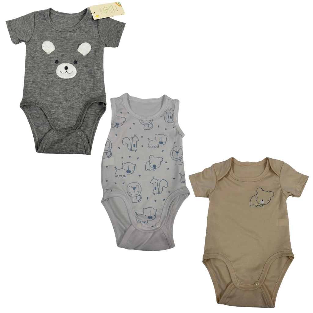 R1321 Mameluco Niño x3 Colores Surtido Talla 3-6