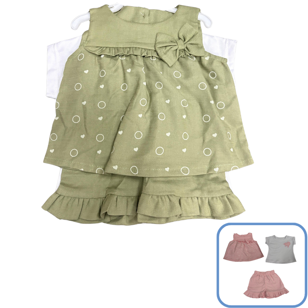 R6131 Conjunto Corazon x3 Piezas Verde Talla: 18-24