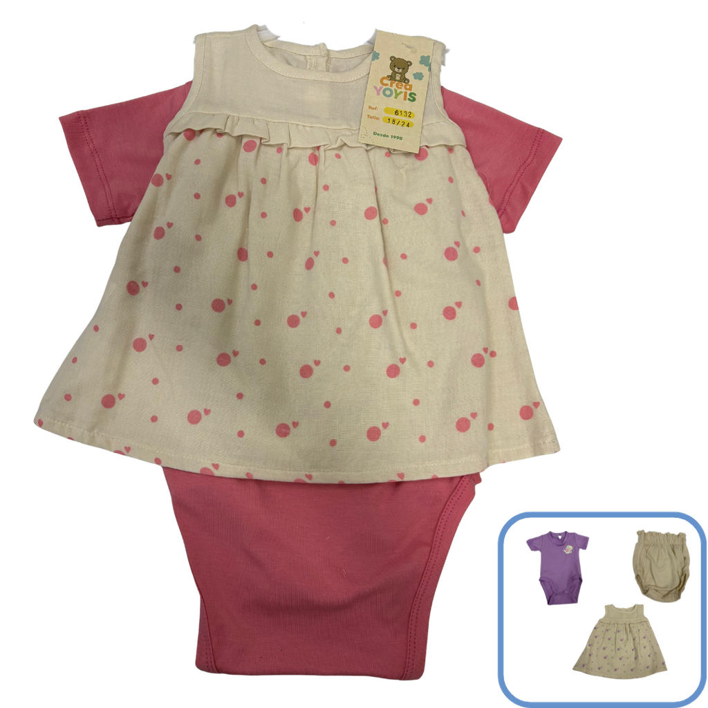 R6132 Conjunto Globos x3 Piezas Salmon Talla:18-24