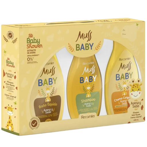 [4139] Estuche Baby Shower Muss Baby (Shampoo 400ml+Baño Liquido 400ml+Crema Corporal 400ml)