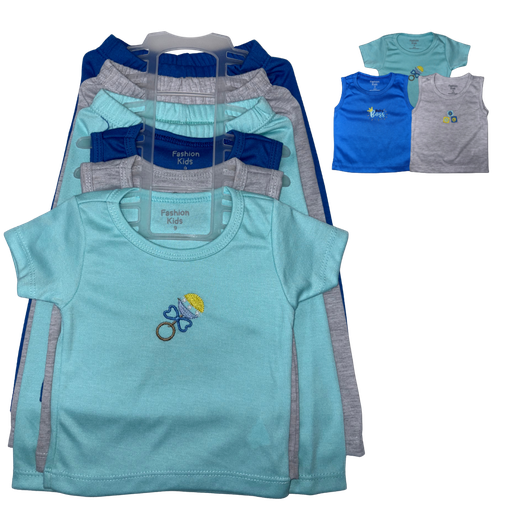 [4141] R1063 Trio Multiusos x6 Piezas Sonajero Azul - Gris Talla: 9