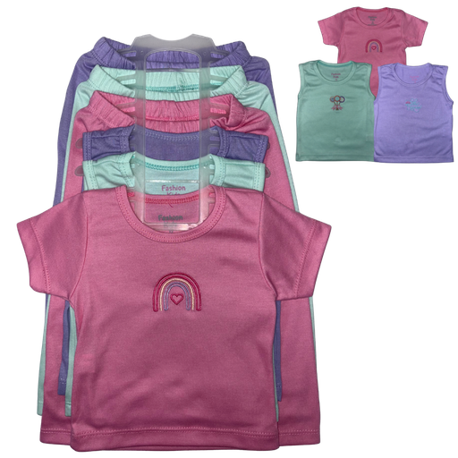 [4147] R1063 Trio Multiusos x6 Piezas Arcoiris Rosado-Aguamarina-Lila Talla: 12