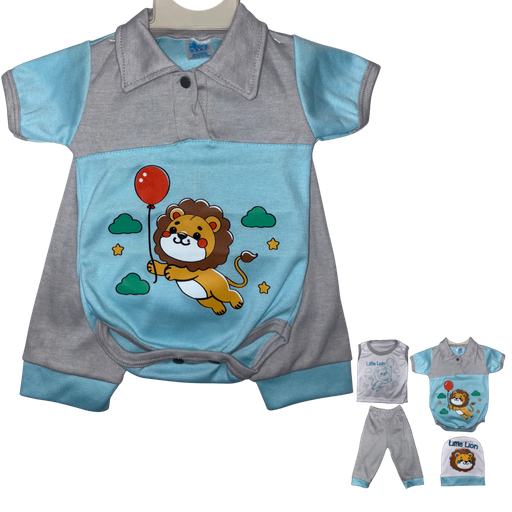 [4179] R-ecu Conjunto Malla Pequeño Leon Azul Claro/Gris Talla: Unica Niño