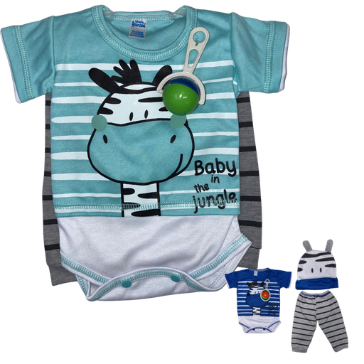 [4183] R-ecu Conjunto Malla Cebra Aguamarina/Gris Talla: Unica Niño