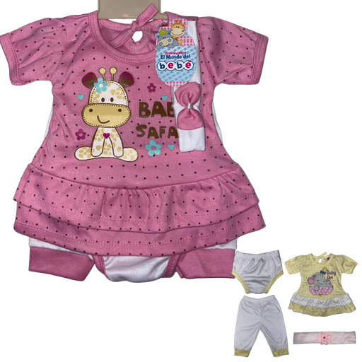 [4186] R-ecu Conjunto Malla Jirafa Rosado Talla: Unica Niña