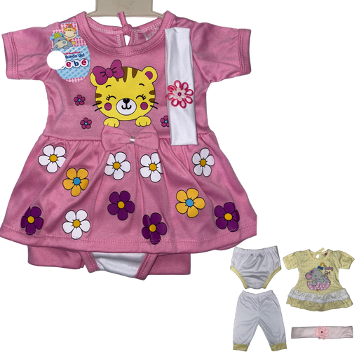 [4187] R-ecu Conjunto Malla Tigre Rosado Talla: Unica Niña