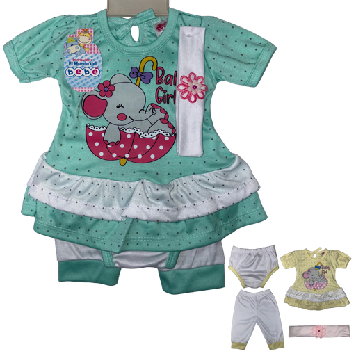 [4194] R-ecu Conjunto Malla Elefante Aguamarina Talla: Unica Niña