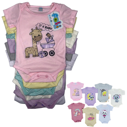 [4241] R0181 Set de Mameluco Estampado x7 Jirafa/Rosada Talla: Unica