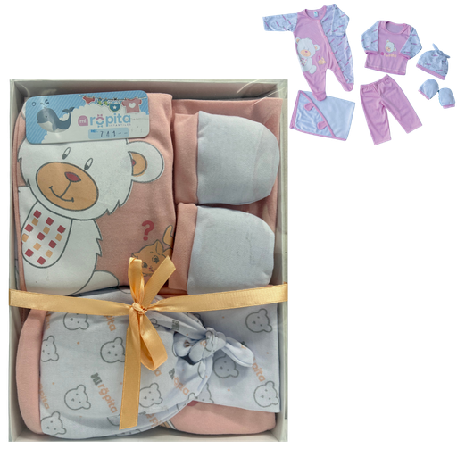[4265] R741 Conjunto x6 Piezas Caja Oso Salmon Niña