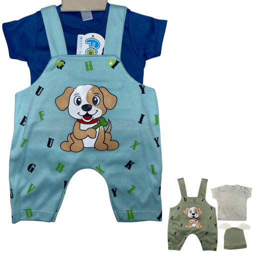 [4268] R0329 Conjunto x3 Piezas Eco Perro Azul Marino/Azul Claro 