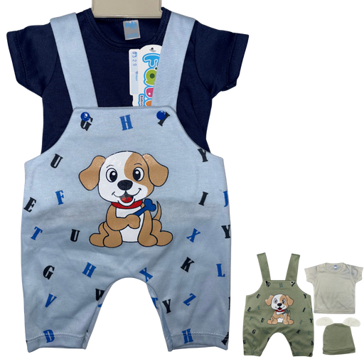 [4271] R0329 Conjunto x3 Piezas Eco Perro Azul Oscuro/Azul Claro 