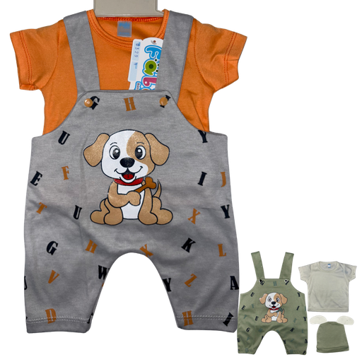 [4272] R0329 Conjunto x3 Piezas Eco Perro Naranja/ Gris