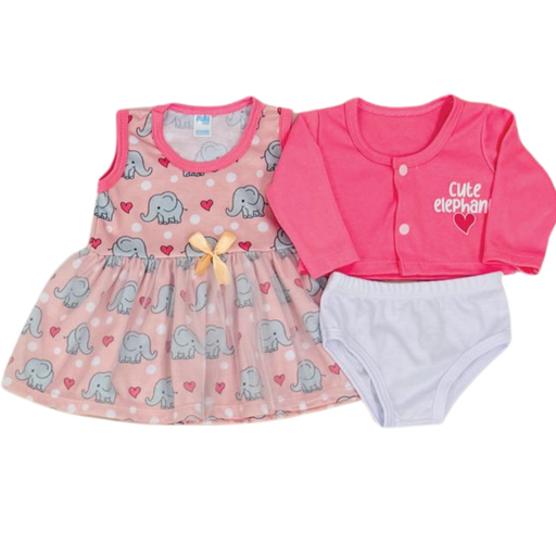 [4286] R0237 Conjunto x3 Piezas Eco Elefante Rosa Sandia Niña 