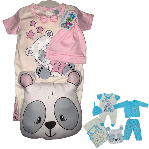 [4291] R0445 Conjunto x7 Piezas Almohada Oso Blanco/Rosado