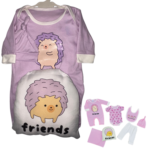 [4299] R0270 Conjunto x7 Piezas Almohada Erizo Lila