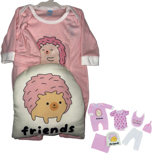 [4301] R0270 Conjunto x7 Piezas Almohada Erizo Salmon