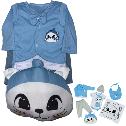 [4311] R0186 Conjunto x7 Piezas Almohada Gato Azul