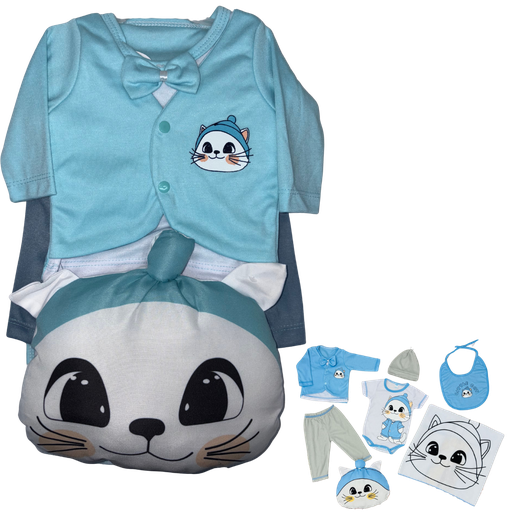 [4314] R0186 Conjunto x7 Piezas Almohada Gato Azul Electrico